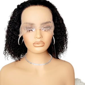 Experience the Elegance of 13*4 Bob Kinky Curly 12" 100% Human Hair #1b